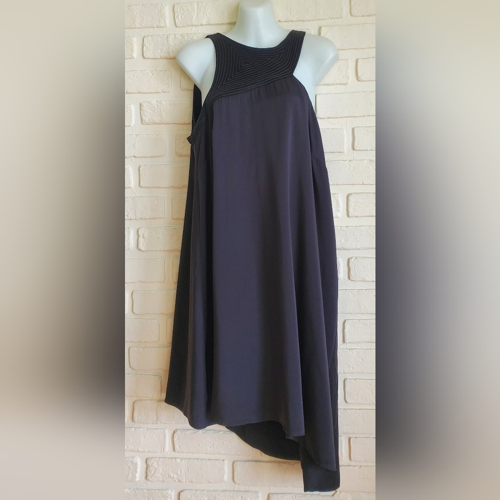 NWT Anthropologie Black Cutout Halter Mix Up Mini Dress Cocktail Asymmetrical - Picture 2 of 16